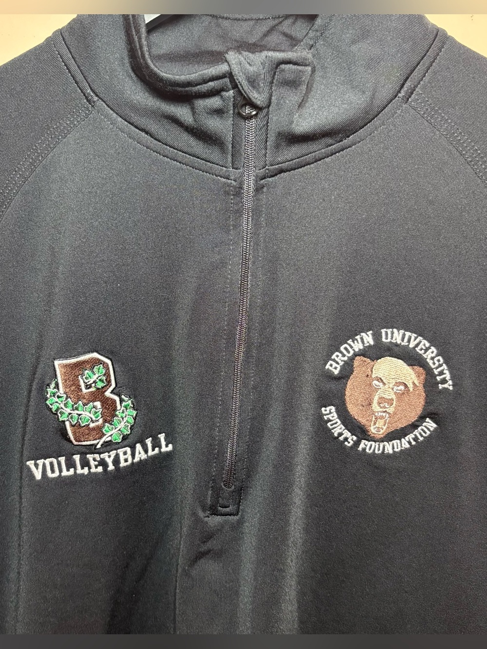 Brown University Volleyball Quarter Zip Pullover Small Black